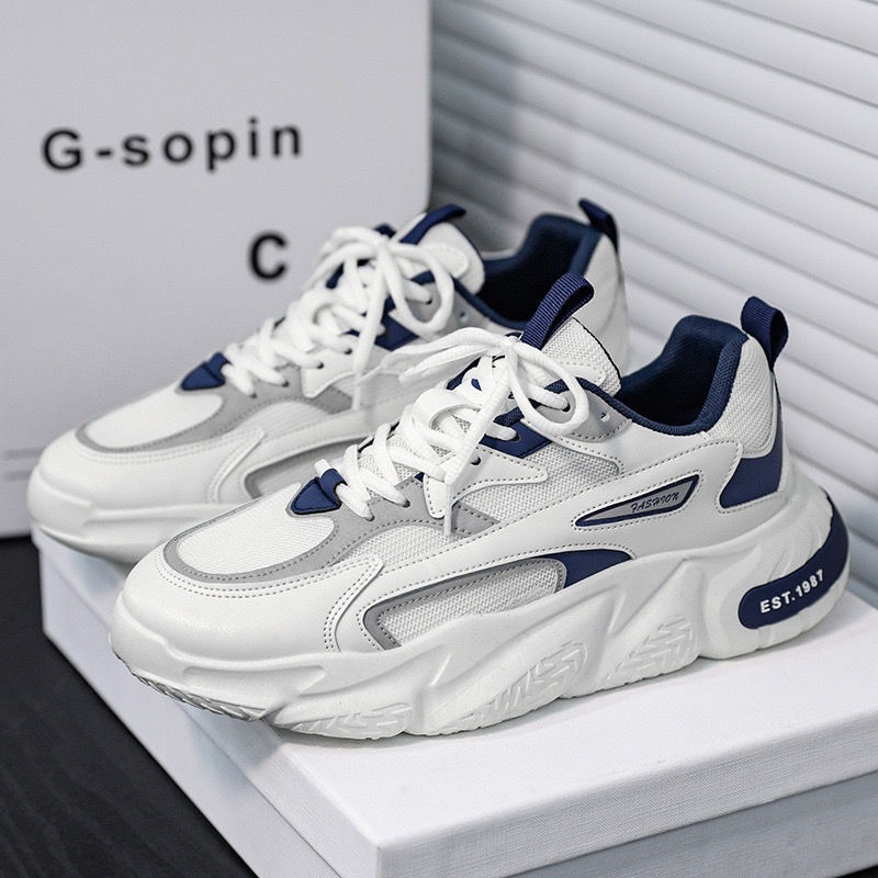 Clunky Sneaker for Men 2023 New Trend Mesh Lace Up Breathable Casual Sports Shoes Increased Soft Soles Footwear with Comfortable Cushioned Insoles