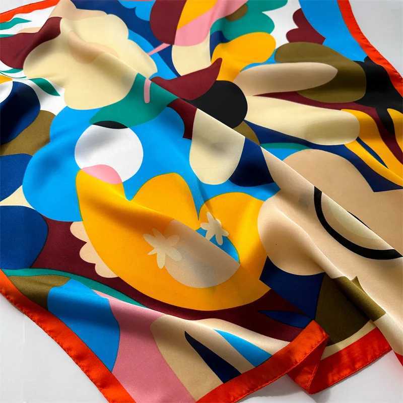 7070cm Silk Square Scarf Wen Soft wer Print Haiand Foard Neckerchief Hijab Tie Bag Ribbon band Fashion Decoration Y251024