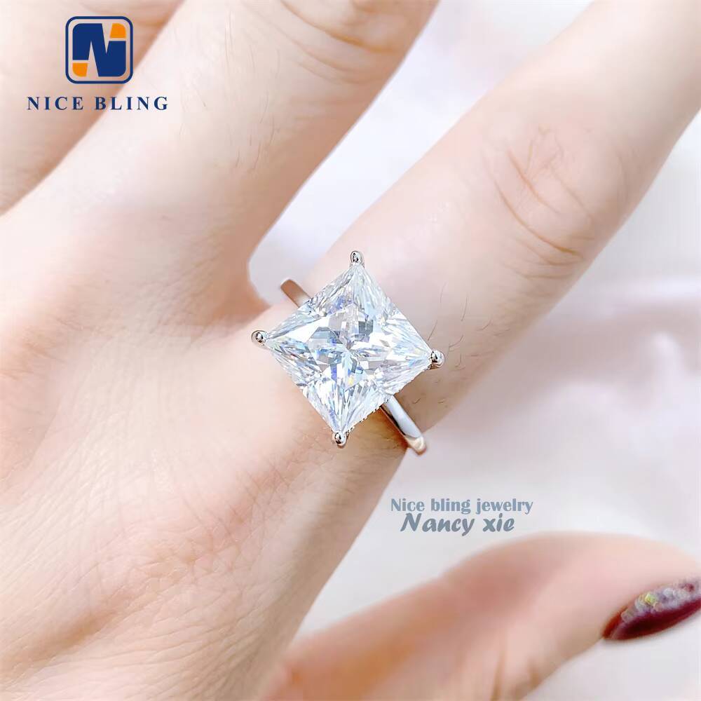 Moissanite Engagement Ring Solid Gold Jewelry Princess Cut Moissanite Ring Engagement Wedding Moissanite Ring