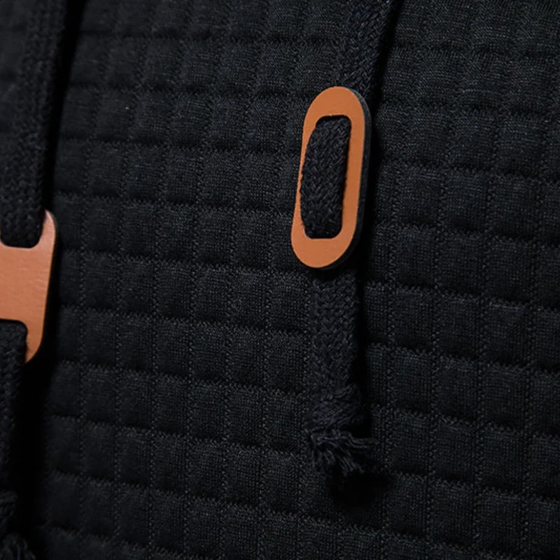 2025 AutumnWinter mens jacquard plaid hoodie long sleeve warm color hooded sweatshirt coat Slow running 251018