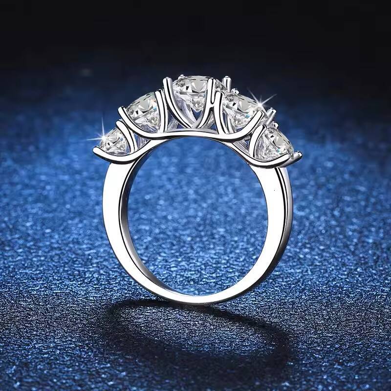 S925 Sterling Silver Plated 18K Gold Moissanite Diamond Ring Inlay 36ct Dcolor VVS Moissanite Fashionable Luxury Ring