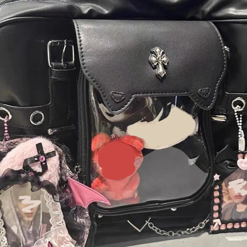 Harajuku Black Ita Bags Backpack Women Sweet Cool Transparent Large Capacity Handbag Ladies Japanese Y2k Backpacks Chic Bolsas 251023