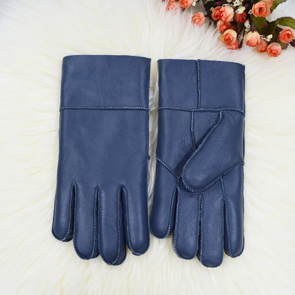 Natural Sheepskin Gloves for Men Winter Warm Fur Thicken Winter Gloves Windproof Cycling Gloves Mens Sheepskin Gloves 251020