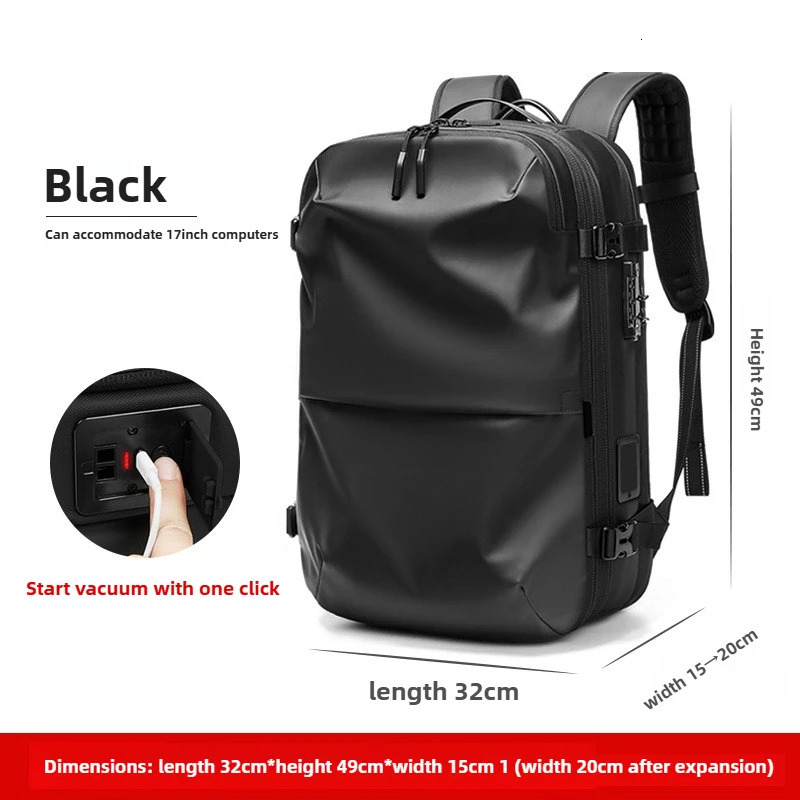 OneTouch Vacuum Compression Business Laptop Backpack for Men with 5cm Expansion Water Resistant Travel Work Bag 251021