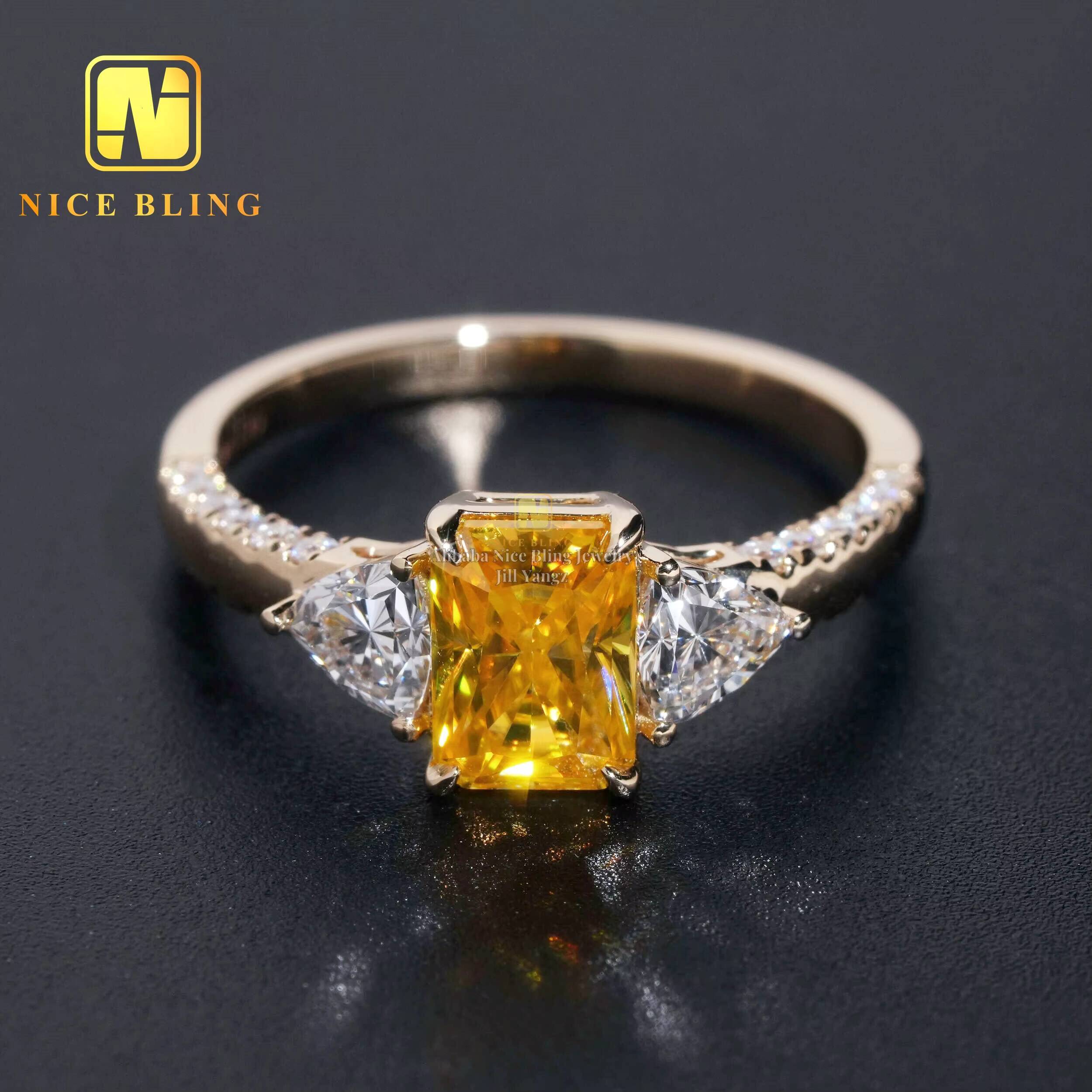 Ice Crushed Cut Custom Moissanite Engagement Ring for Women Lab Grown Diamond Rings 10k Solid Gold Ring Jewelry