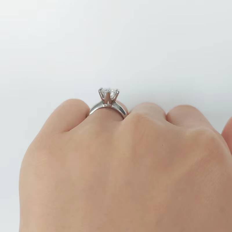 Fine Jewelry Lab Diamond Ring 14k White Gold Real 2ct DVVS1 Round 6 Prongs Solid Solitaire Moissanite Ring