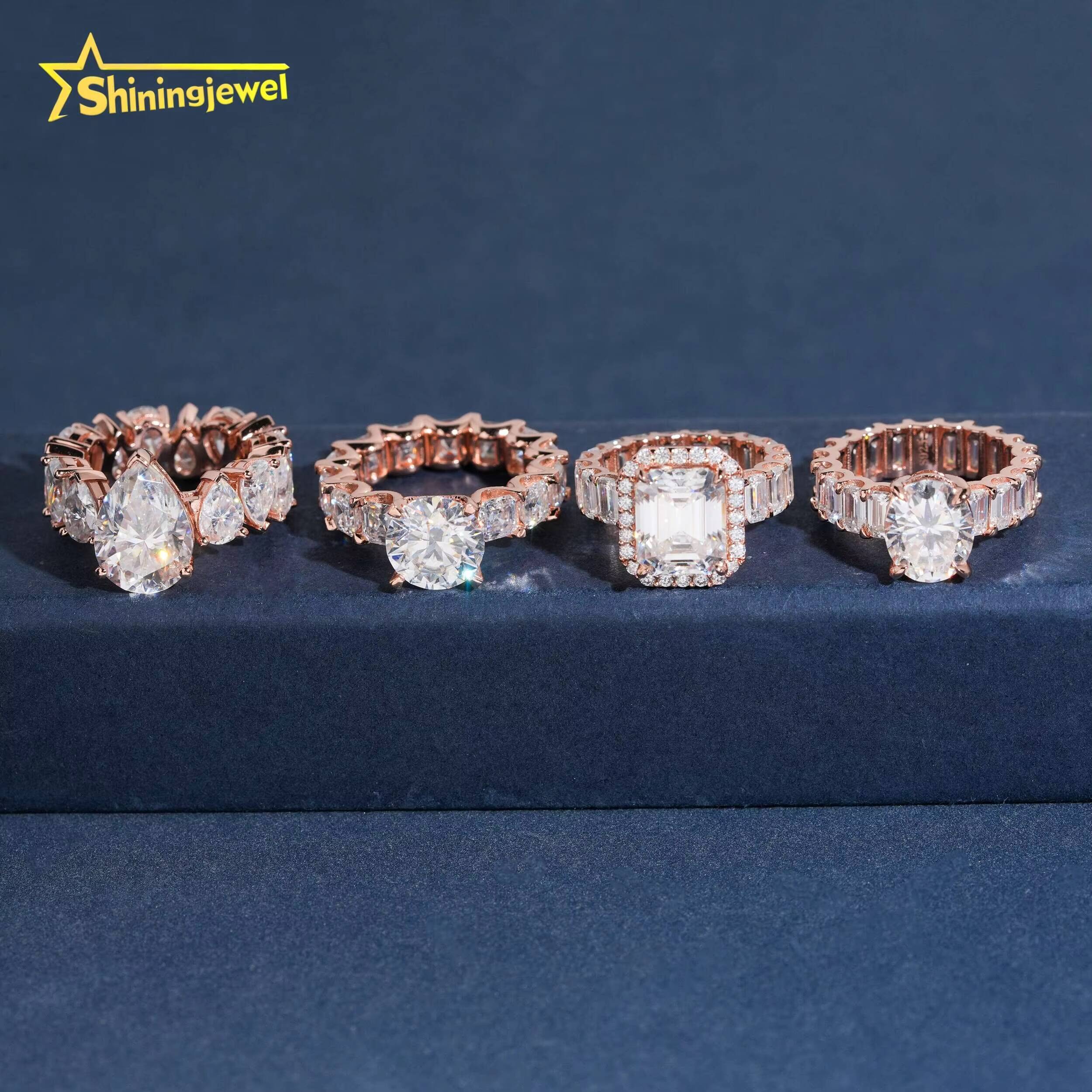 New Design Trendy 925 Sliver Women Engagement Ring Iced Out Big Diamond VVS Moissanite Fine Hop Jewelry Wedding Ring