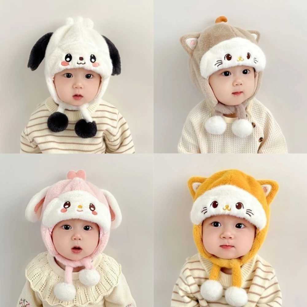 New Baby Winter Hats Cotton Warm Earmuffs Cartoon Beanie Solid Color Soft Skin Friendly Winter Cold Protection Warmth MINISOL251024