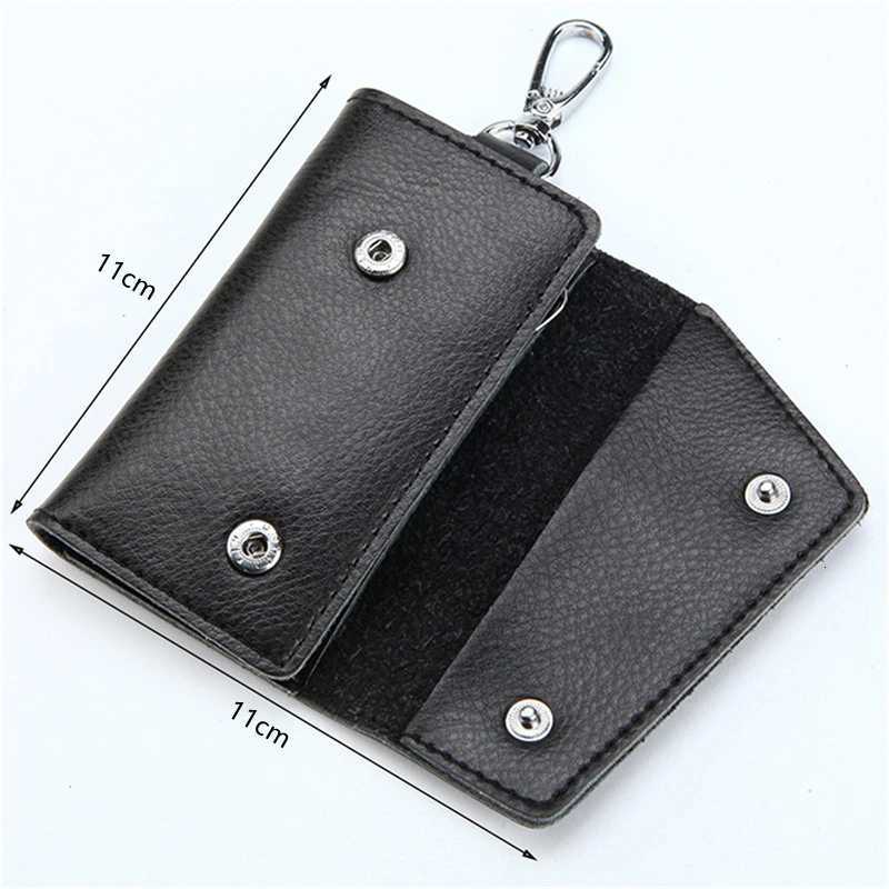 Portable Leather Housekeeper Holders Car Keychain Key Holder Bag Case Unisex Wallet Cover Simple Solid Color Storage Bag Z251023