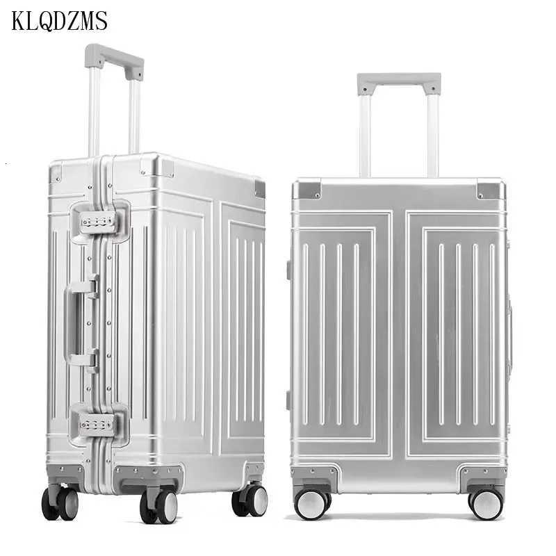 KLQDZMS 20242629 inch 100 Aluminum Alloy Fashion Business Travel Luggage Detachable Lining Highend Business SuitcaseW251024