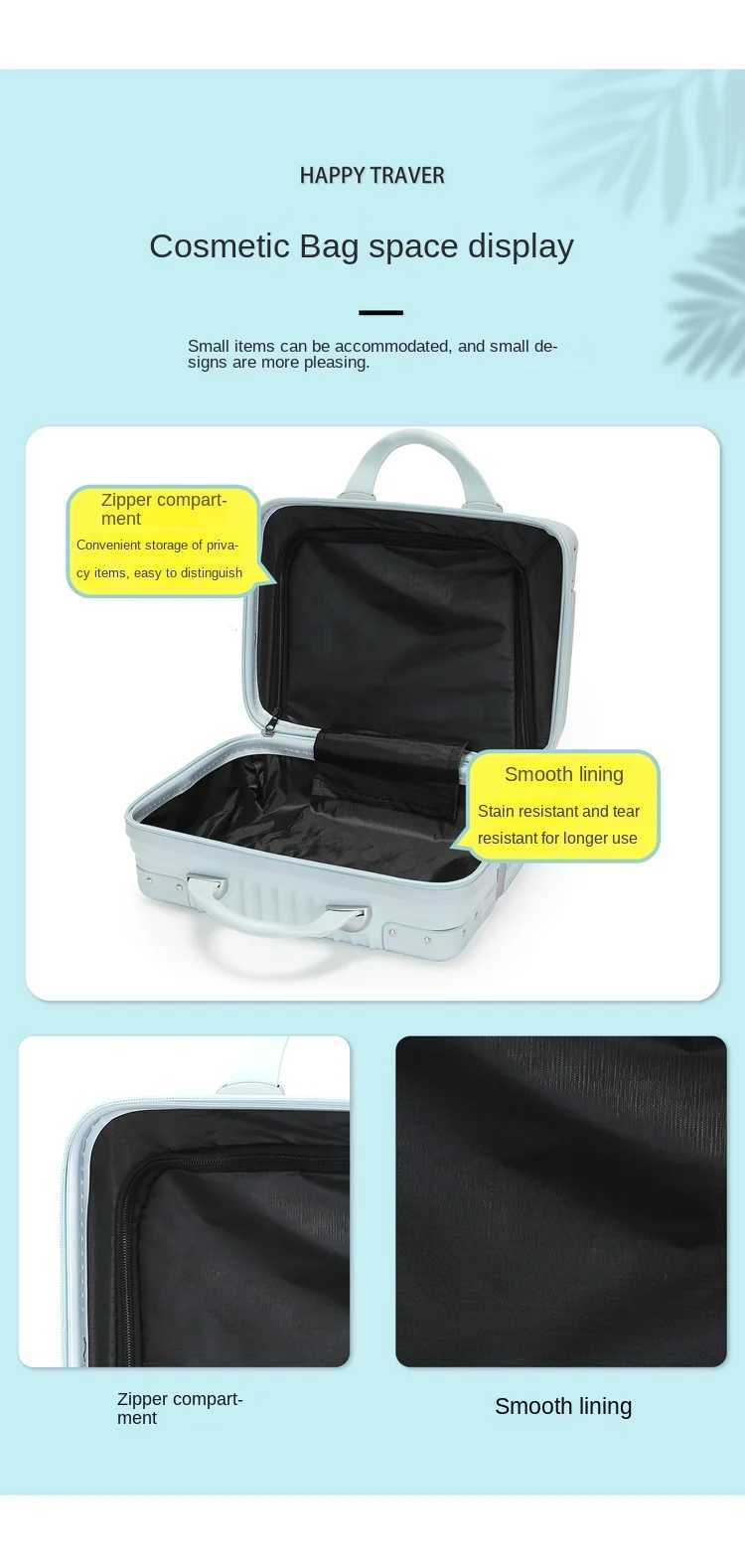 Cosmetic Handheld Luggage Women 14inch Makeup Bag Small Mini Travel Suitcase Password Box Boarding CaseW251024