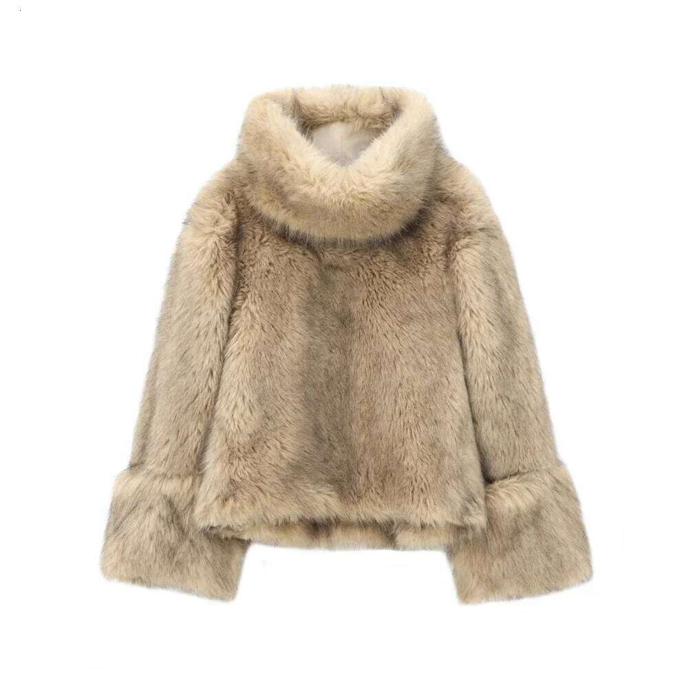 Women Rolled Edge Long Sleeved Minimalist Hoodie For Autumn And Winter New High Neck Fur Short Jacket hoodie