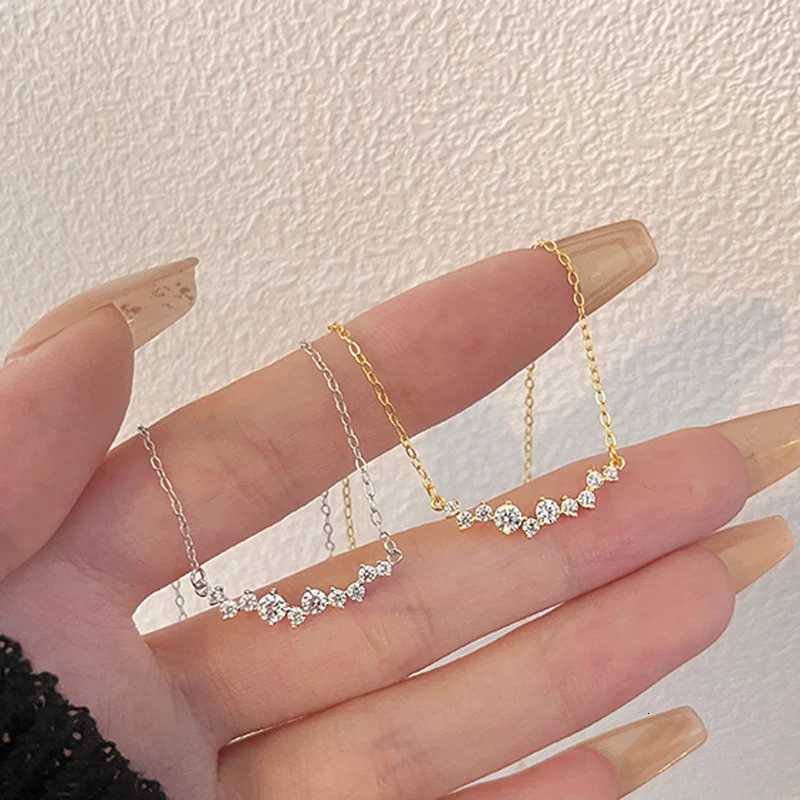 925 Sterling Silver 18k Gold Plated Necklace Moon Sparkling Zircon Clavicle Choker for Women Wedding Fine Jewelry CollaresXJ251024