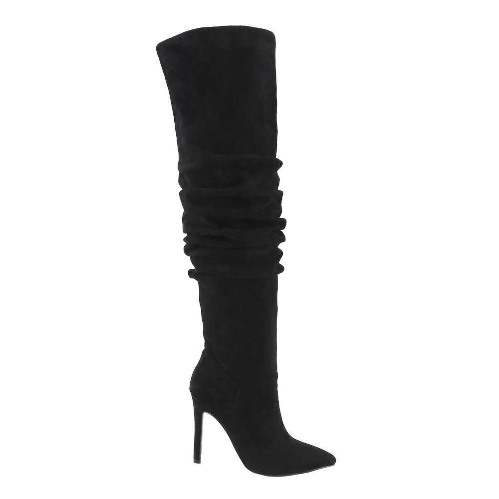Women's Sexy Pointed Wrinkled Stiletto Over-The-Knee Boots, Fashionable Long Boots For Nightclubs And Evening Parties