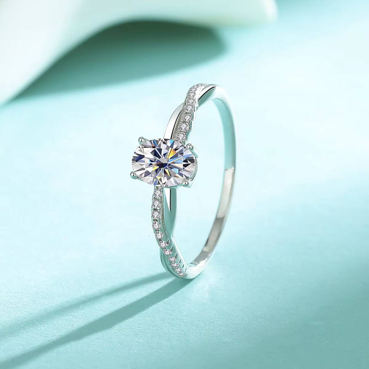 1CT Moissanite 925 Sterling Silver Ring VVS1 Moissanite Diamond Ring White Gold 925 Dilver Moissanite Engagement Ring Women