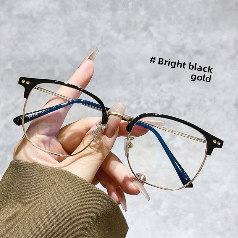 New Fashion Eyebrow Artistic Women Half Frame Myopia Can Be Equipped with Prescription Astigmatism Face Slimming Anti Blue Light Glasses