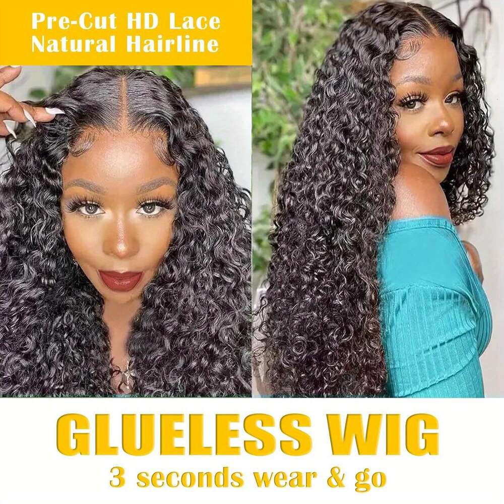 Wigs Human Hair Plucked Pre Cut Jerry Curlys Wear And Go Glueless Lace Closure Wig for Women Natural Color