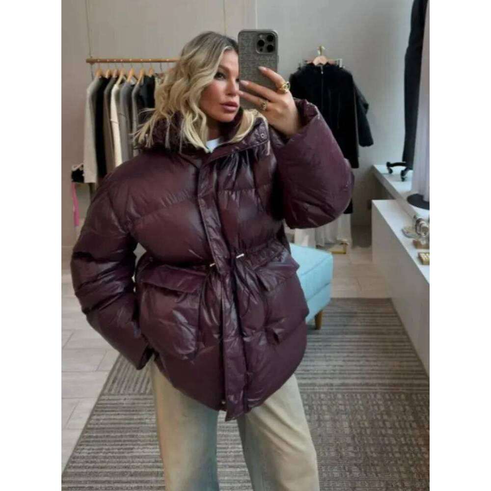 Fashion Thick Padded Jacket For Women Casual Single Breasted Zipper Warm Coat With Belt Winter Female Pocket Long Sleeve Jackets Womens Coat