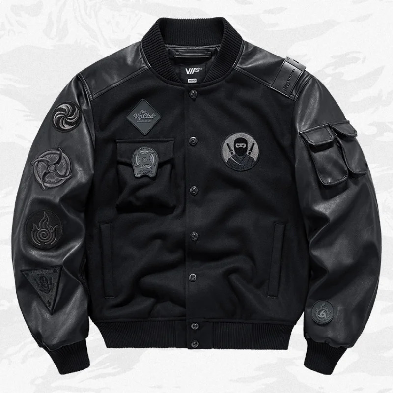 American Vintage Style Patchwork Bomber Jackets Autumn Winter Mens Clothing Y2K High Street Techwear Baseball Jackets 251023