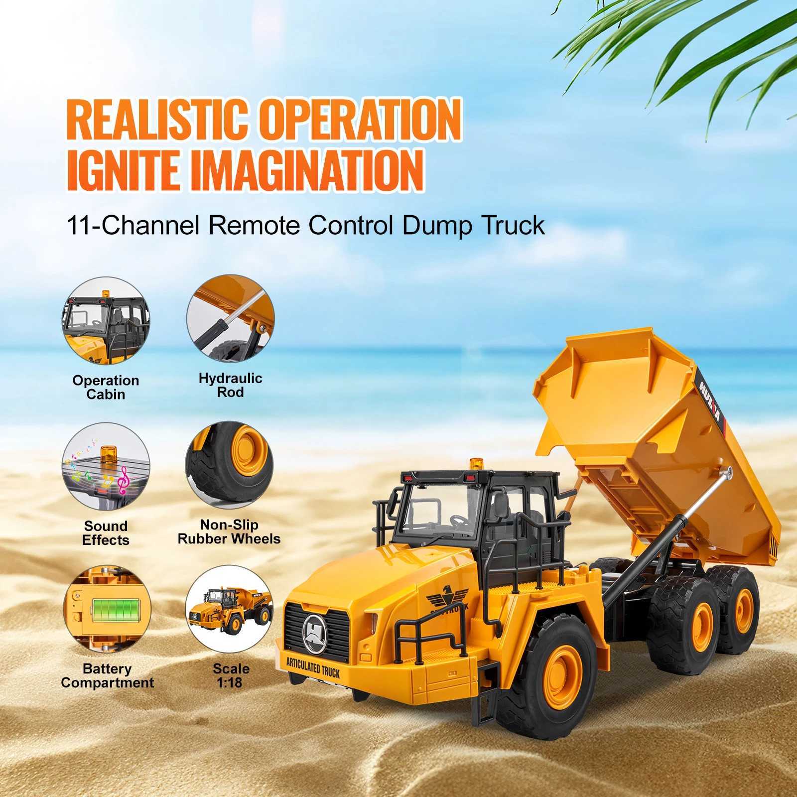 SucceBuy RC Dump Truck Remote Control Car Children Toys 11 Channel Electric Excavator Bulldozer for Kids Toddlers Birthday Gift W251114