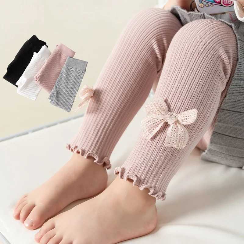 Kids Girls Leggings Spring Autumn Cotton Kids High Waist Pants Soft Sweet Bows Princess Childrens Tights 112Years PantyhoseT251024