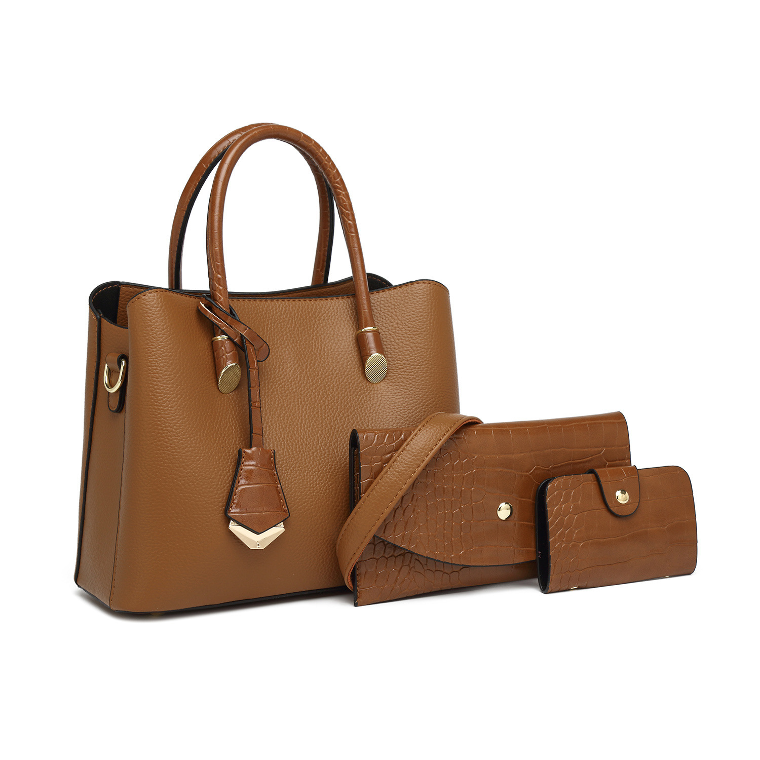 Fashion crocodile pattern luxury handbag designer bag three piece set large capacity women's bag autumn and winter new women's shoulder bag