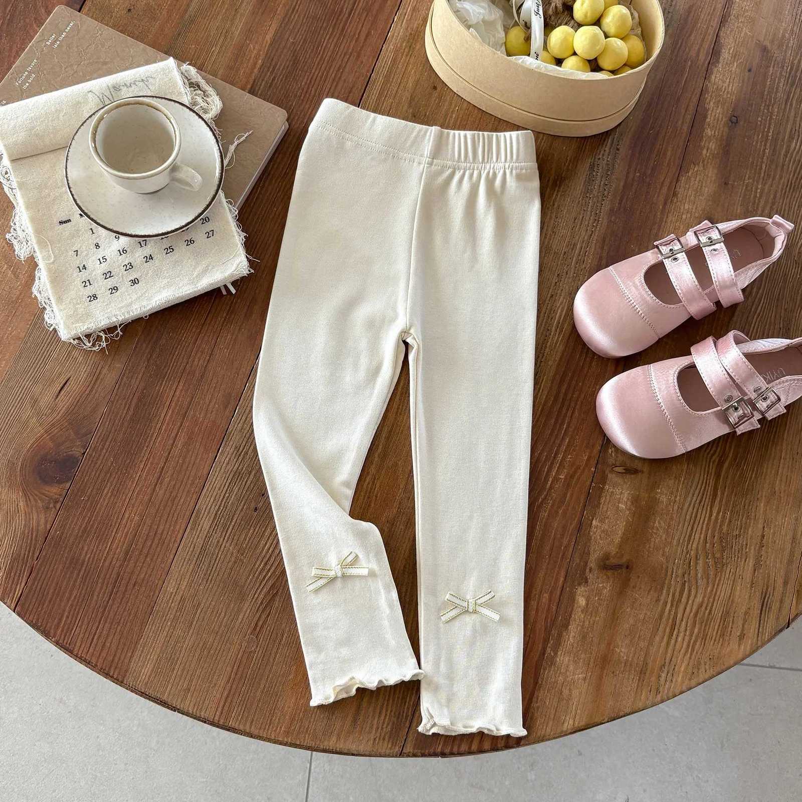 Baby Girl Trousers Kids Casual Pants Toddler Clothes 2025 Autumn New Girls Bow Leggings Cotton Children Fleece Stretch PantsT251024