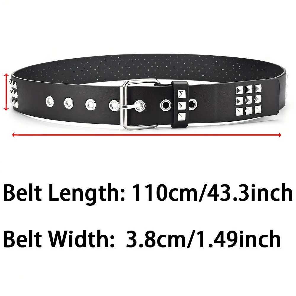 Fashion New Square Bead Rivet Belt Metal Pyramid Belt Men and Women Punk Hardware Jeans Belt Y2K Belt Designer Belt Womens Belt W251024