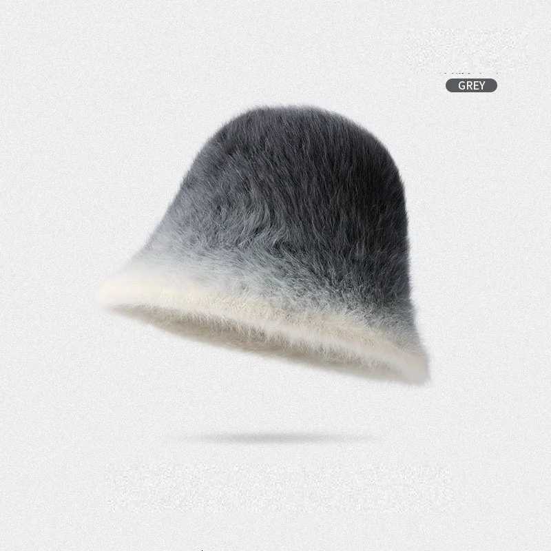 Faux Rabbit Fur Bucket Hat for Women ThreeDimensional FaceSlimming Versatile Warm Plush KoreanStyle Fisherman HatL251024