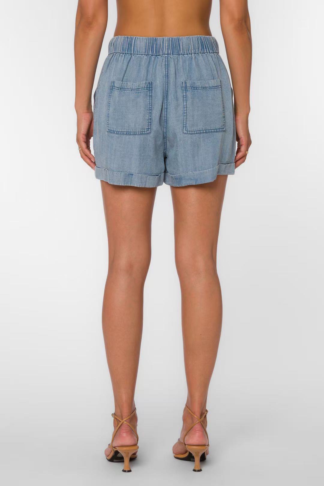 Advanced LYRA Medium Stone Women's Cowboy Shorts - Elastic Waist, with Drawstring, Ideal for Casual and Summer Wear, Comfortable and Fashionable 