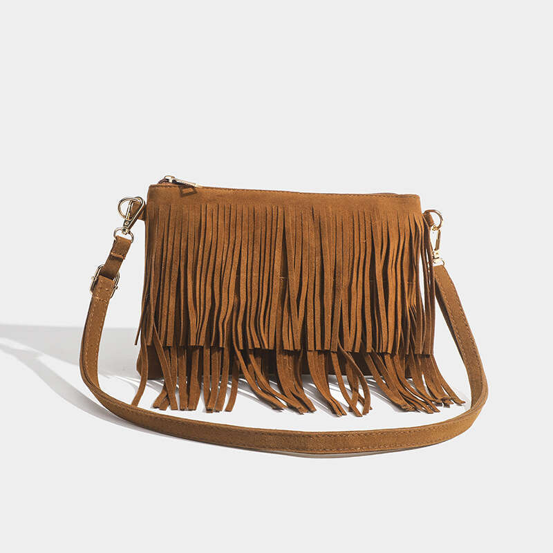 Shenglan Leather American Style New Matte Tassel Saddle Dopamine Outfit Crossbody Bag