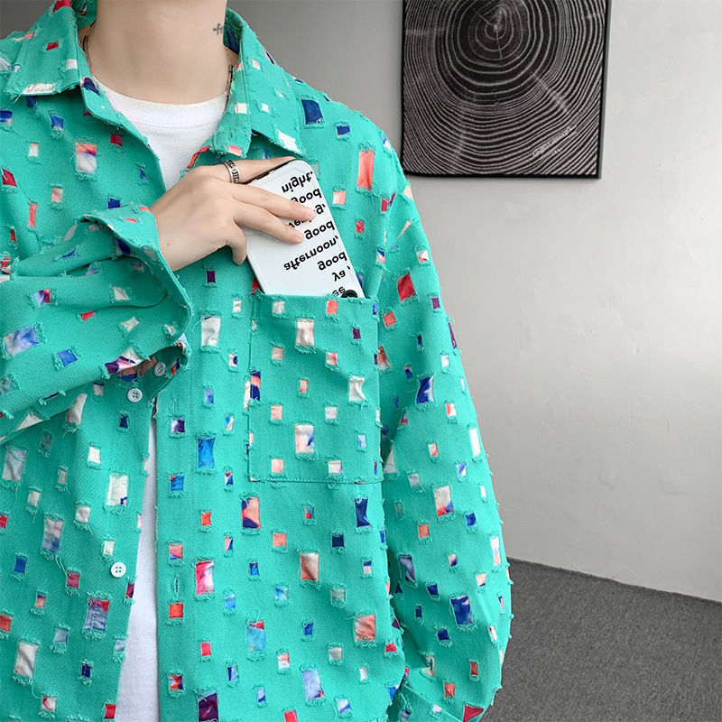 PFHQ Mens Loose Hollow Street Clothing Personalized Cool Outdoor Single Chest Autumn Chic Coat 21F3411 241126
