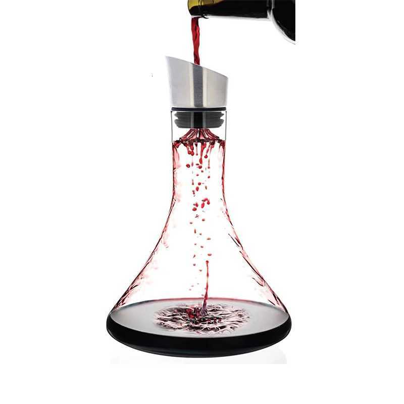 Wine Decanter with Aerator Pourer Lid 2 in 1100 Hand Blown Lead Crystal Red Wine Carafe Y251024