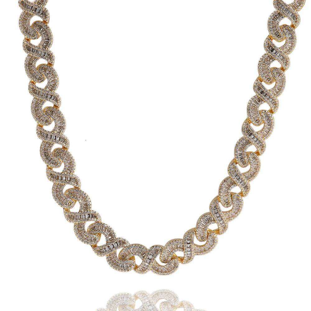 Uwin 12mm Infinity Chain Baguette Cuban Necklace Cubic Zirconia Micropave Charm y2k Jewelry Women Accessories Gifts