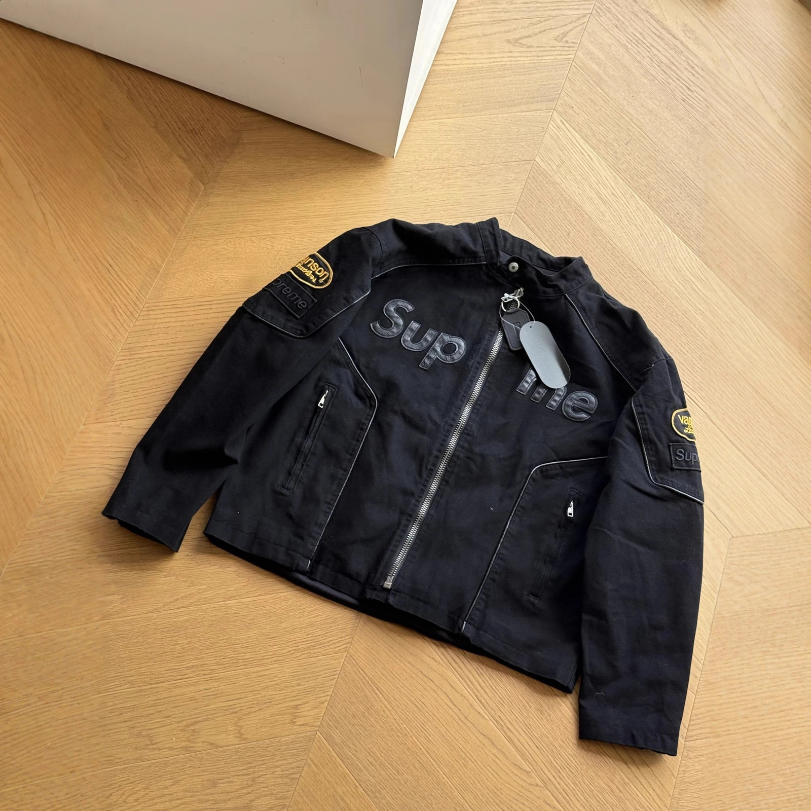 American retro trendy autumn and winter joint leather zipper splicing jacket for men and women 251023