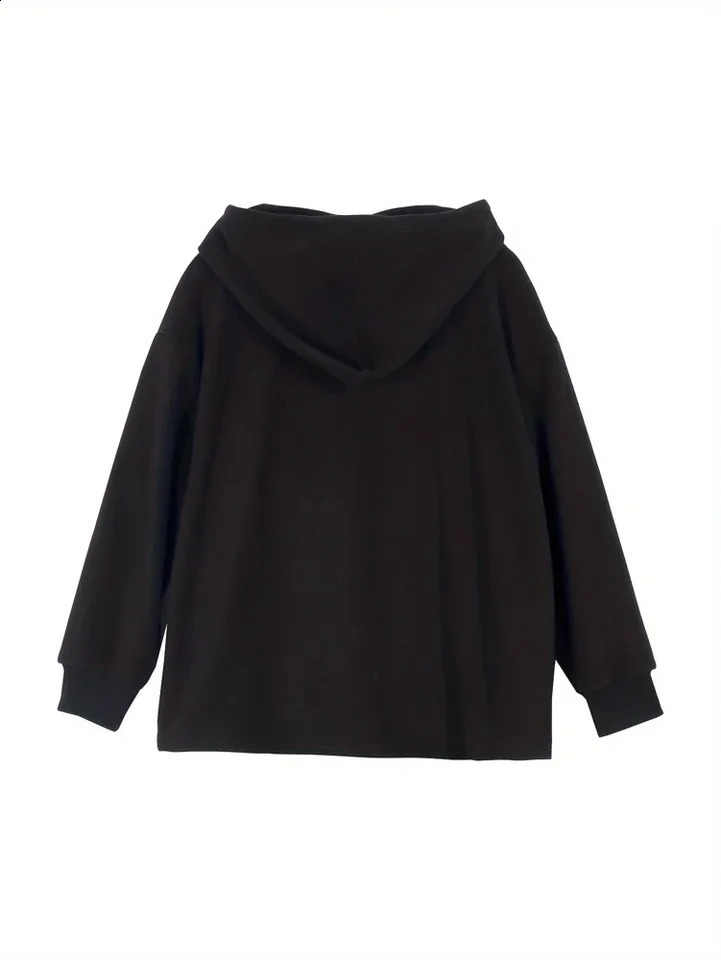 Plus Size Womens Hooded Jackets Casual Trendy Drawstring Long Sleeve Pockets Zip Up Coat Fall Winter Solid Color Fleece Jacket 251020