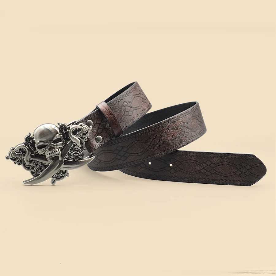 Brown Skull Unisex Waist Belt Street Style Retro Belt Can Be Paired with Jeans Dresses Suits Shirts W251024