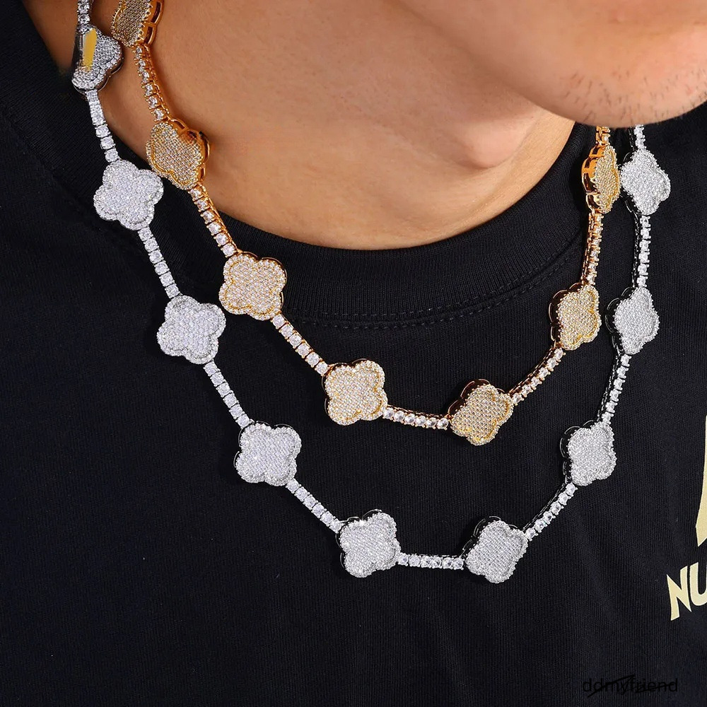Iced Out Tennis Chain Micro Pave Cubic Moissanite Necklace: Wholesale Bling Dia Hip Hop Jewelry For Women Party Gift Ddmyfriend