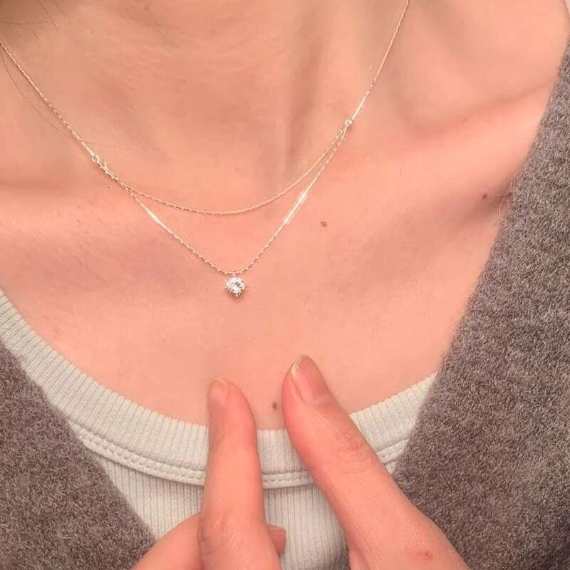 Necklace Designer luxury zircon pendant necklace Double Layer chain for Women men Exquisite Fashion High-End copper plated with silver Festival vacati