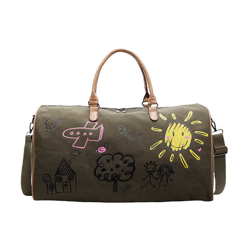 Graffiti Personality Travel Bag Trendy Fitness Bag Business Trip Luggage Bag Large Capacity Printed Yoga Bag