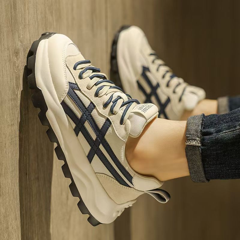 Retro Design Casual Shoes Pu Leather Thick sole Sneakers for Men with box free shipping