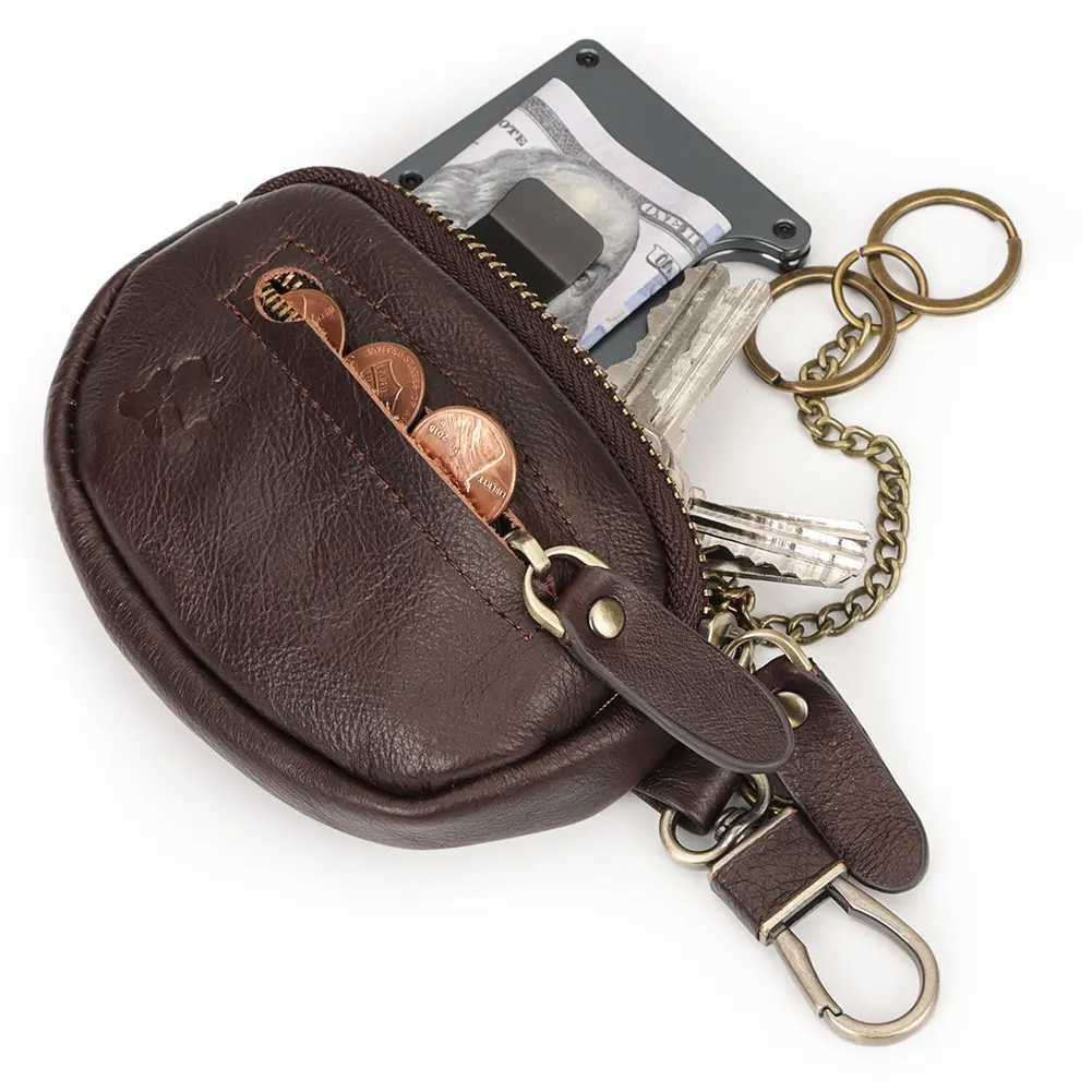 KAVIS Coin Purse Genuine Leather Men Wallet Mini Short Zipper Soft Purses Key Bag Gift For Money Pocket Small Holder for Key Z251023