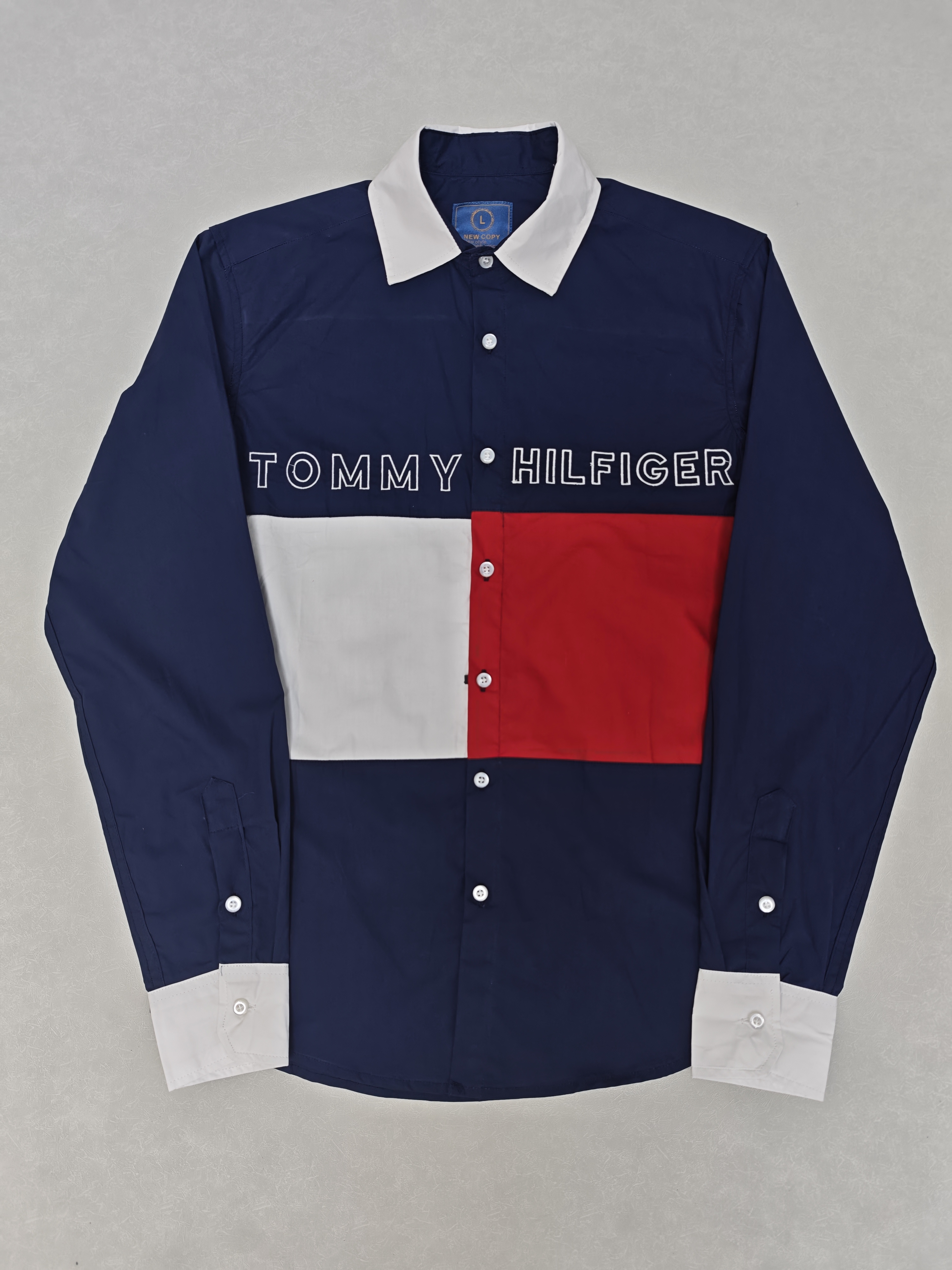 Casual Long Sleeve Color Block Shirt for Men - Trendy Color Combination, Classic Collar, Versatile for Casual and Semi-Formal Occasions-NO02
