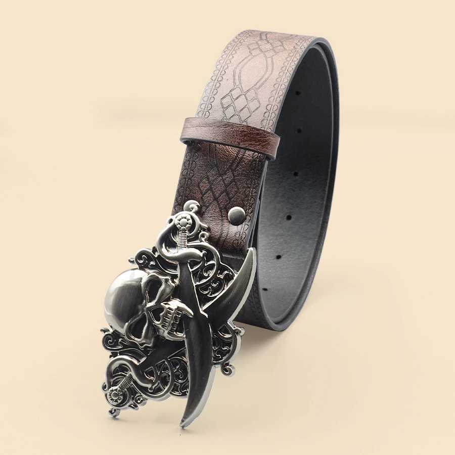 Brown Skull Unisex Waist Belt Street Style Retro Belt Can Be Paired with Jeans Dresses Suits Shirts W251024