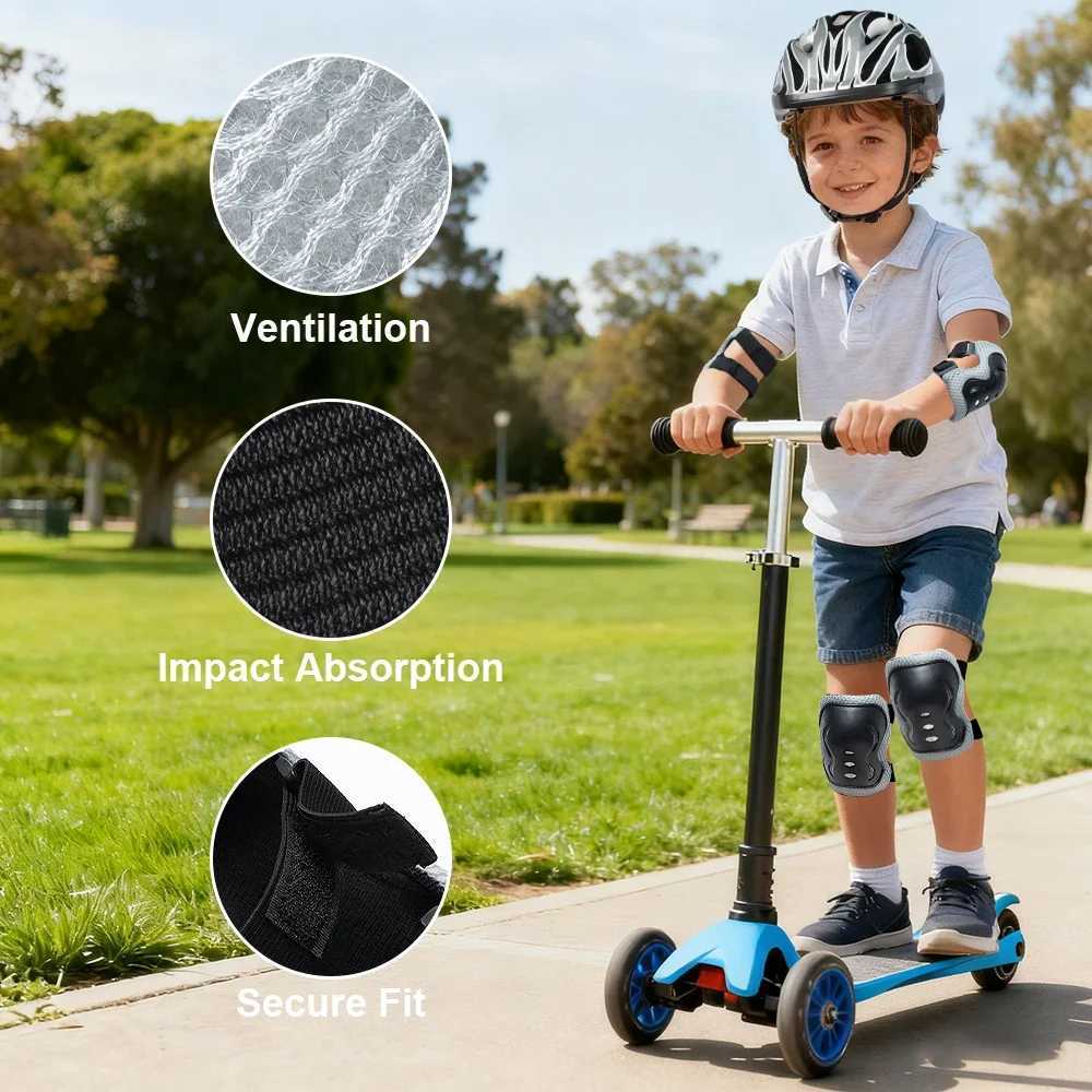 7PCS Kids 6Piece Protective Gear Set Adjustable HelmetKnee Elbow PadsWrist Guards for Skateboard Scooter Roller SkatingW251024