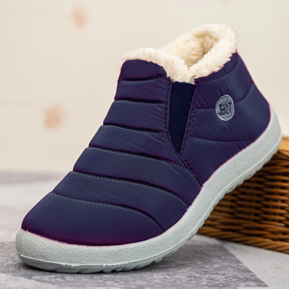 Men Boots Waterproof Winter Boots Lightweight Snow Boots Warm Fur Men Shoes Plus Size 47 Unisex Ankle Boots Slip on Casual Shoes251020
