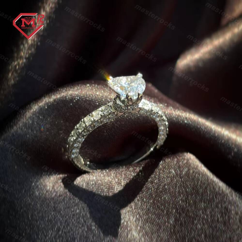 High Quality Heart D Color Vvs Moissanite Diamond Real S925 Eternity Wedding Engagement Moissanite Ring for Women