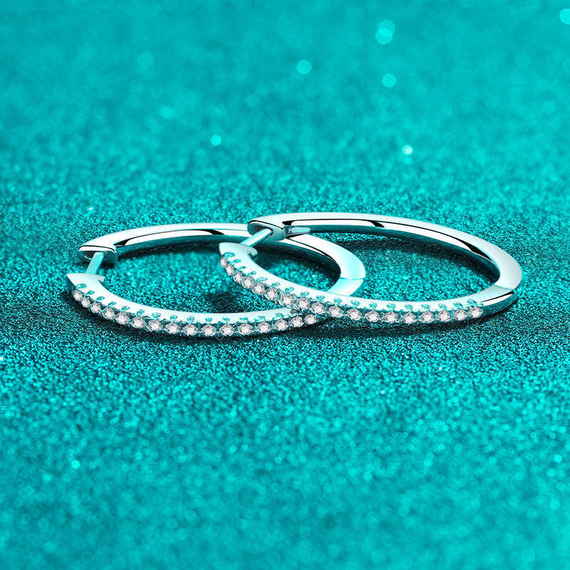 DHCollections-- Sterling Sier Large Hoop Moissanite Earrings for Women PT950 Gold Plated Jewelry Ear Buckle