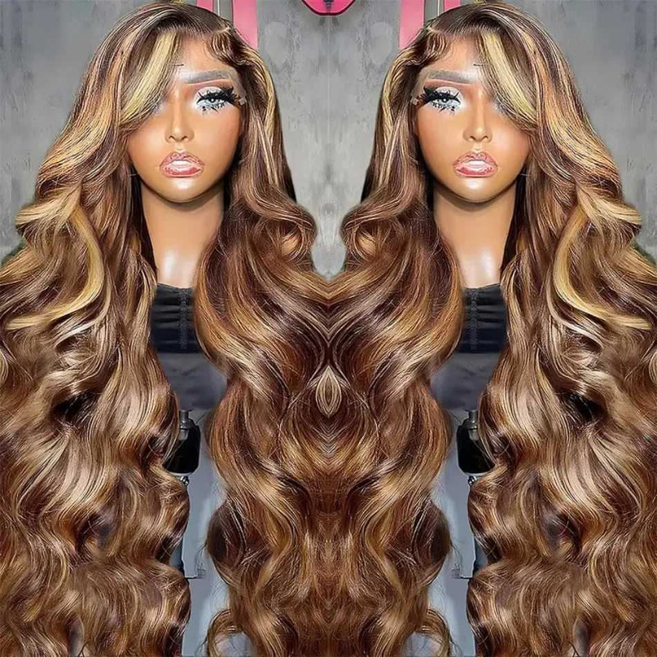 13X6 Hd Lace Frontal Wig Highlight Wig Human Hair 427 Body Wave Human Hair Wigs Brazilian Hair P1B30 Lace Front Wigs 250 Density W251023