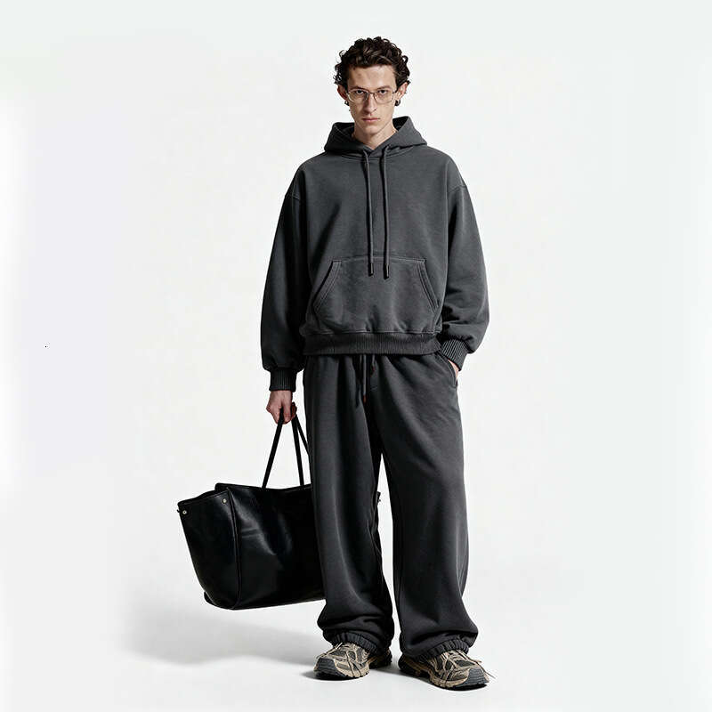 Men's Clothing|American Style Hooded Set 25 Winter New Lined Thickened 10 Colors Fleece Sweatshirt Sweatpants Unisex